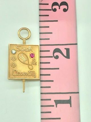 Vintage 1950 10K Gold Signed Sarah Coventry 10 Yr Award Pin with Diamond & Ruby 4