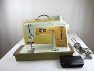 Singer Touch N Sew 620 Golden Deluxe Sewing Machine Heavy Duty Upholstery Vtg