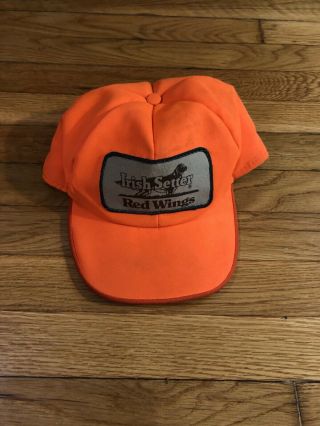Vintage Irish Setter Red Wing Orange Trucker Hat Medium Made In Usa Ear Flap