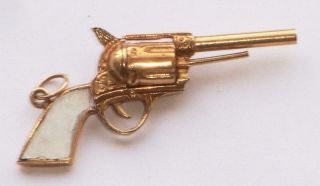 Rare Antique Old Vintage Pocket Watch Fob Pendant Gold Colt Type Pistol