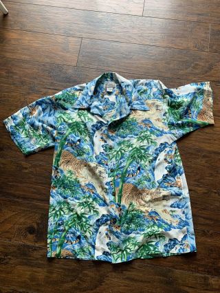 Tiger Avanti Silk Vintage Hawaiian Shirt Men 