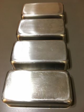 4 Vtg Stainless Steel VOLLRATH 7203 2 Qt.  Apprx 9x5x3 Loaf Bread Baking Pans 6