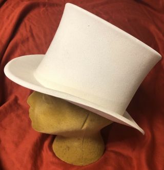 Vintage 1970’s R.  H.  G.  Co Montebello Ca Poly Plush White Top Hat Steampunk Stove