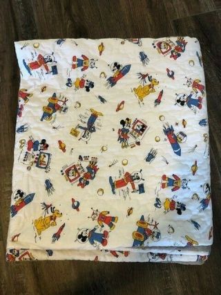 Vintage Disney Mickey Mouse And Friends Blanket Quilt Rare