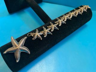 Vtg Collectible Beau Sterling Silver Starfish Pin Brooch And Bracelet Set 16.  26g