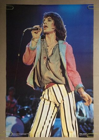 Vintage Poster Mick Jagger Rolling Stones 1977 Pin - Up Neil Zlozower