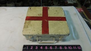 Antique Vintage Red Cross First Aid Tin Metal Storage Box
