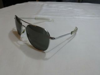 Vintage American Optical Aviator Sunglasses Ao 5 1/2 " 57 - 20 Silver Frame L@@k