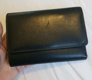 Coach Vintage Black Trifold Leather Wallet Made In Spain.