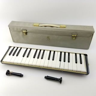 Vtg Hohner Melodica Professional 36 Key Piano 2 Mouthpiece & Case Set Portable