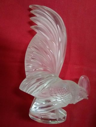 Vintage 8 " Lalique Crystal Rooster " Coq Nain " Figurine / Art Glass Paperweight