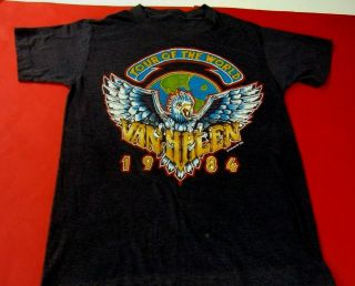Van Halen " 1984,  Tour Of The World " Vintage T - Shirt.  Vg,  Size S