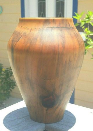 Vintage Mid Century Translucent Thin Turned Wood Vase Norfolk Pine Signed Gh