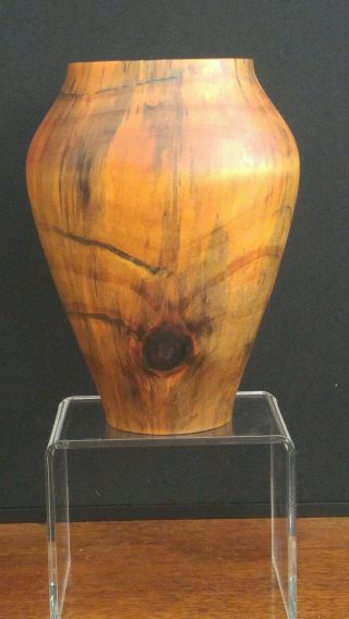 Vintage Mid Century Translucent Thin Turned Wood Vase Norfolk Pine Signed GH 2