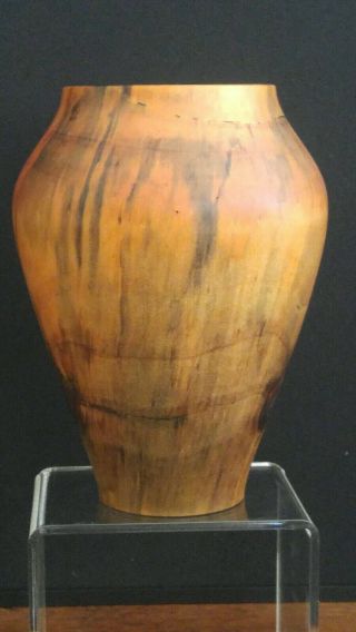 Vintage Mid Century Translucent Thin Turned Wood Vase Norfolk Pine Signed GH 4