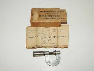 Vintage Brown & Sharpe Micrometer No.  70 - 32 nds.  - 64ths.  Orig.  Box,  Instruct. 2