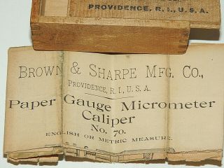 Vintage Brown & Sharpe Micrometer No.  70 - 32 nds.  - 64ths.  Orig.  Box,  Instruct. 3