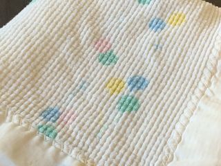 Vtg Baby Morgan Balloons Waffle Weave Thermal Satin Trim Blanket 40x48 Unisex 5