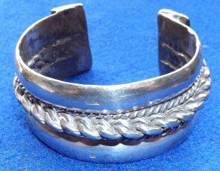 Vintage Silver / White Metal Chunky Heavy Bracelet With Arabic Stamps