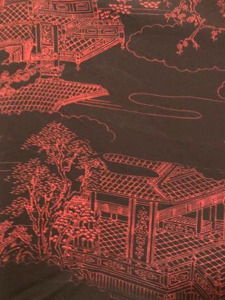 Vintage Japanese Haori Kimono Red Black Pagoda Silk