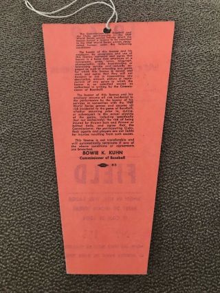Vintage 1969 World Series NY Mets Shea Stadium Press Pass Field Ticket (JL) 4