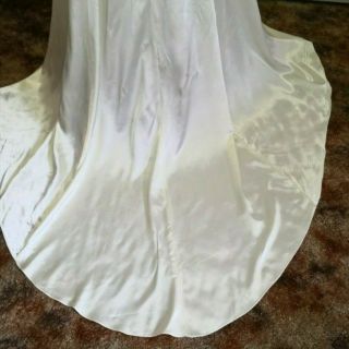 Vintage Ivory Satin 1940 ' s Wedding Gown and crown XS S Small 2 4 6
