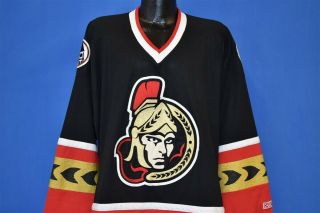 Vintage 90s Ottawa Senators Nhl Hockey Ccm V - Neck Black Red Gold Jersey Xl