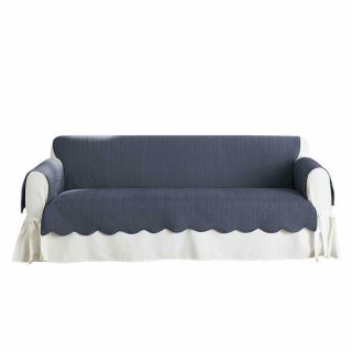 In Package Sure Fit Vintage Washed Chevron Sofa,  Furniture Cover,  Navy