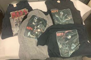 4 Vintage Kiss Shitrs 70s Iron On Ace Peter Paul Gene Child Size Awesome