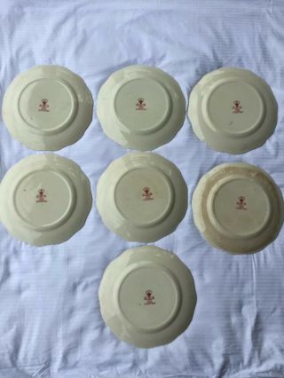 Set of 7 Vintage Masons Pink Vista Large 10 3/4 Inch Dinner Plates 2
