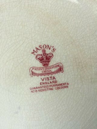 Set of 7 Vintage Masons Pink Vista Large 10 3/4 Inch Dinner Plates 3