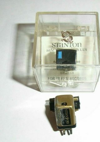 Vintage Gold Stanton 500 Pro Broadcast Phono Cartridge & Nos D5127 78rpm Stylus