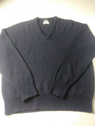 Vtg Brooks Brothers V Neck Sweater Sz 44 " Xl Blue 100 Cashmere Made In England