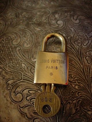 Auth Vintage LOUIS VUITTON Trunk Padlock Lock Set 202 Keepall Luggage Accessory 6