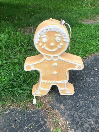 Vintage Gingerbread Boy / Girl 24 Inches Blow Mold Holiday Christmas Yard Decor