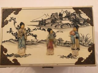 Custom Handmade Large Chinese Wood Jewelry Box,  8lbs,  Vintage