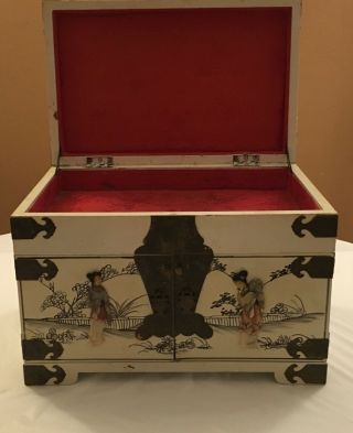 Custom Handmade Large Chinese Wood Jewelry Box,  8lbs,  Vintage 8