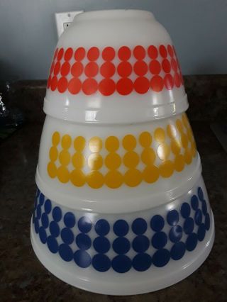 Vintage Pyrex Polka Dot Mixing Bowl Set Awesome