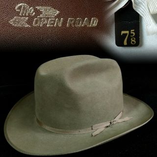 Vintage 1970s 7 - 5/8 Stetson 3x Beaver Open Road Thin Ribbon Western Fedora Hat
