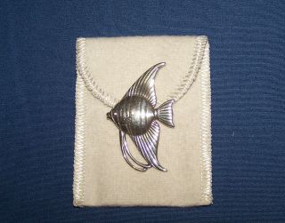 Vintage James Avery Sterling Silver Angel Fish Pin / Brooch / Pendant Retired.