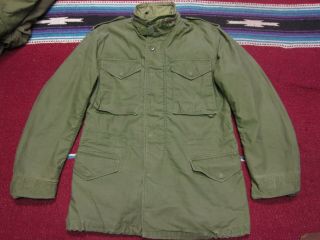 Vtg 70s Us Army Military M - 1965 M65 Cold Weather Field Jacket Og - 107 Small Long