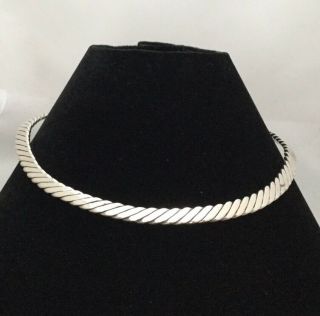 Vintage 925 Sterling Silver High Polished Twisted Collar Necklace