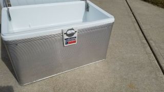 Vintage Retro Mid Century Aluminum Poloron Thermaster Ice Cooler Chest 40 Quart