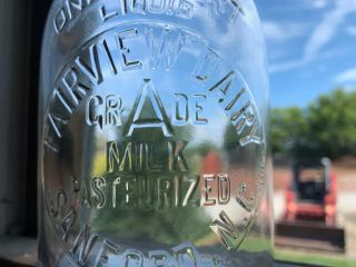 Antique vintage milk bottle quart FAIRVIEW DAIRY Sanford Nc Embossed - RARE 3