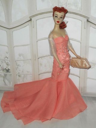 Vintage Barbie Clone Premier Pearl Purse Hm Peach Beaded Gown Hm Wrap Rhinestone