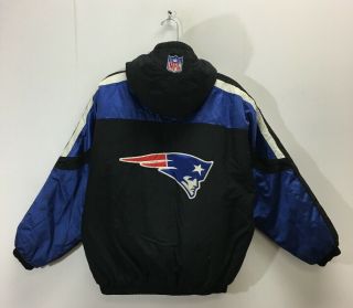Vintage England Patriots Nfl Starter Jacket Size Youth Large Blue Black