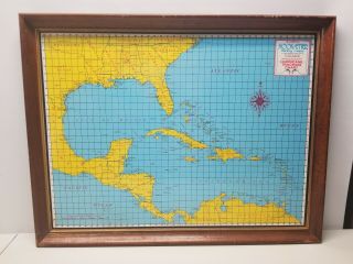 Vintage Hooksetter Fishing Map Magnetic Hurricane Tracking Chart Baytown Texas