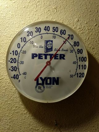 Vintage Petter Blue Book Round Thermometer 12 "