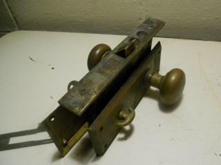 Vintage Commercial Yale Door Lock Antique Brass Mortise Cylinder Hardware W/keys