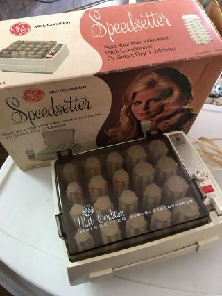 Vintage Ge Speedsetter Mist/dry Box B1hcd - 4 Hair Roller Curlers